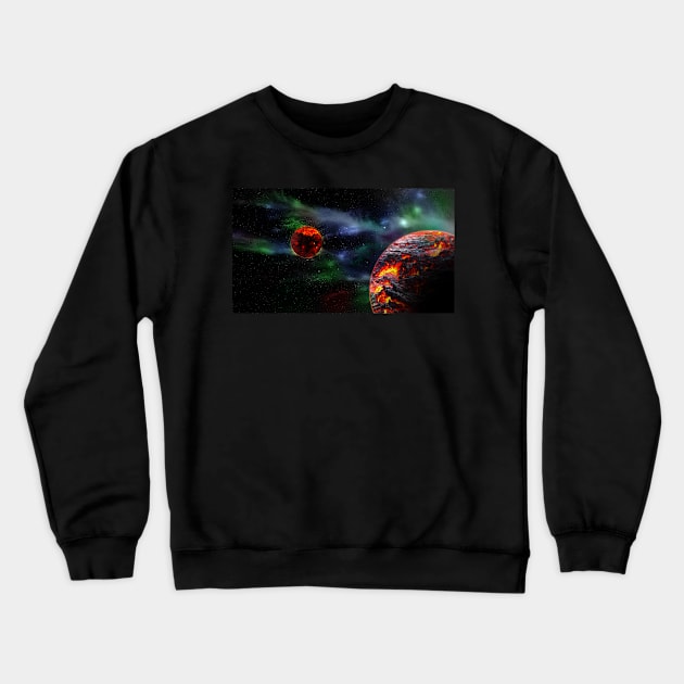 Molten Moon Sci-Fi Space Scene Crewneck Sweatshirt by sciencenotes